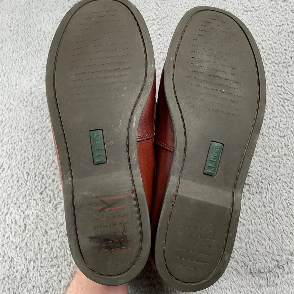 LL Bean Boat Shoes Mens 10 EE Brown Leather Casco Bay Moccasin Loafers Casual